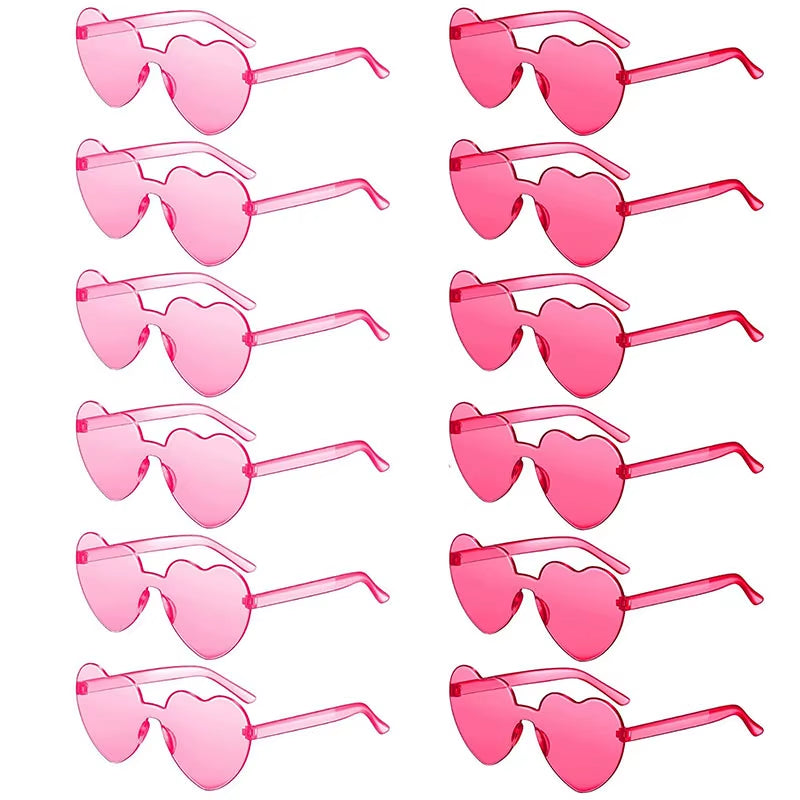 80-20Pcs Wedding Gifts for Guests Candy Color Frameless Glasses Rimless Heart Sunglasses Hen Party Glasses Birthday/Bachelorette