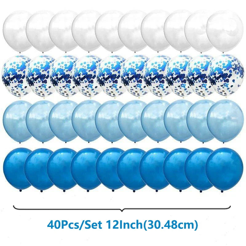 40Pcs/Set 12Inch Mix Blue Rose Gold Confetti Latex Balloon for Birthday Baby Shower Wedding Balloons Party Decorations