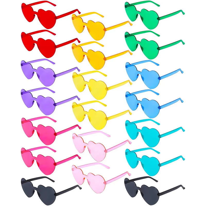 80-20Pcs Wedding Gifts for Guests Candy Color Frameless Glasses Rimless Heart Sunglasses Hen Party Glasses Birthday/Bachelorette