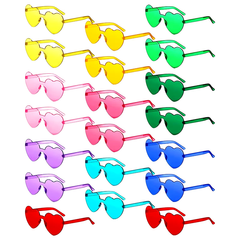 80-20Pcs Wedding Gifts for Guests Candy Color Frameless Glasses Rimless Heart Sunglasses Hen Party Glasses Birthday/Bachelorette