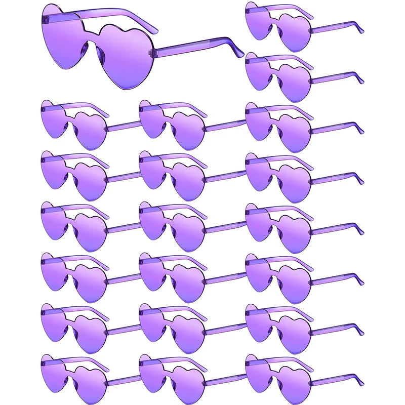 80-20Pcs Wedding Gifts for Guests Candy Color Frameless Glasses Rimless Heart Sunglasses Hen Party Glasses Birthday/Bachelorette