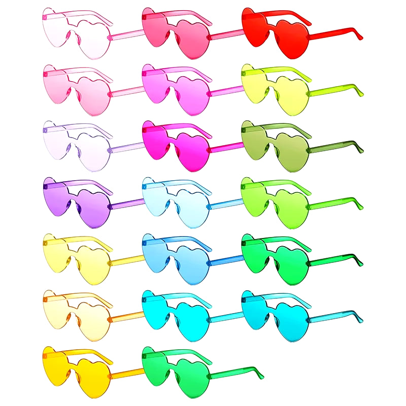 80-20Pcs Wedding Gifts for Guests Candy Color Frameless Glasses Rimless Heart Sunglasses Hen Party Glasses Birthday/Bachelorette