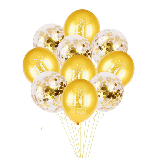 10Pcs Inflatable Confetti Balloons 12Inch Latex Balloons 30 40 50 60 Years Birthday Party Adult Foil Helium Balloons