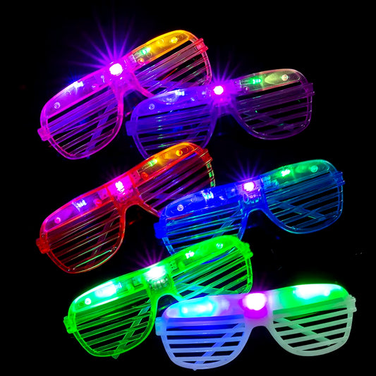 1-60PCS 6 Neon Colours Eyeshade Lampshade Luminous LED Glasses Christmas Party Mardi Gras Decoration Party Glasses