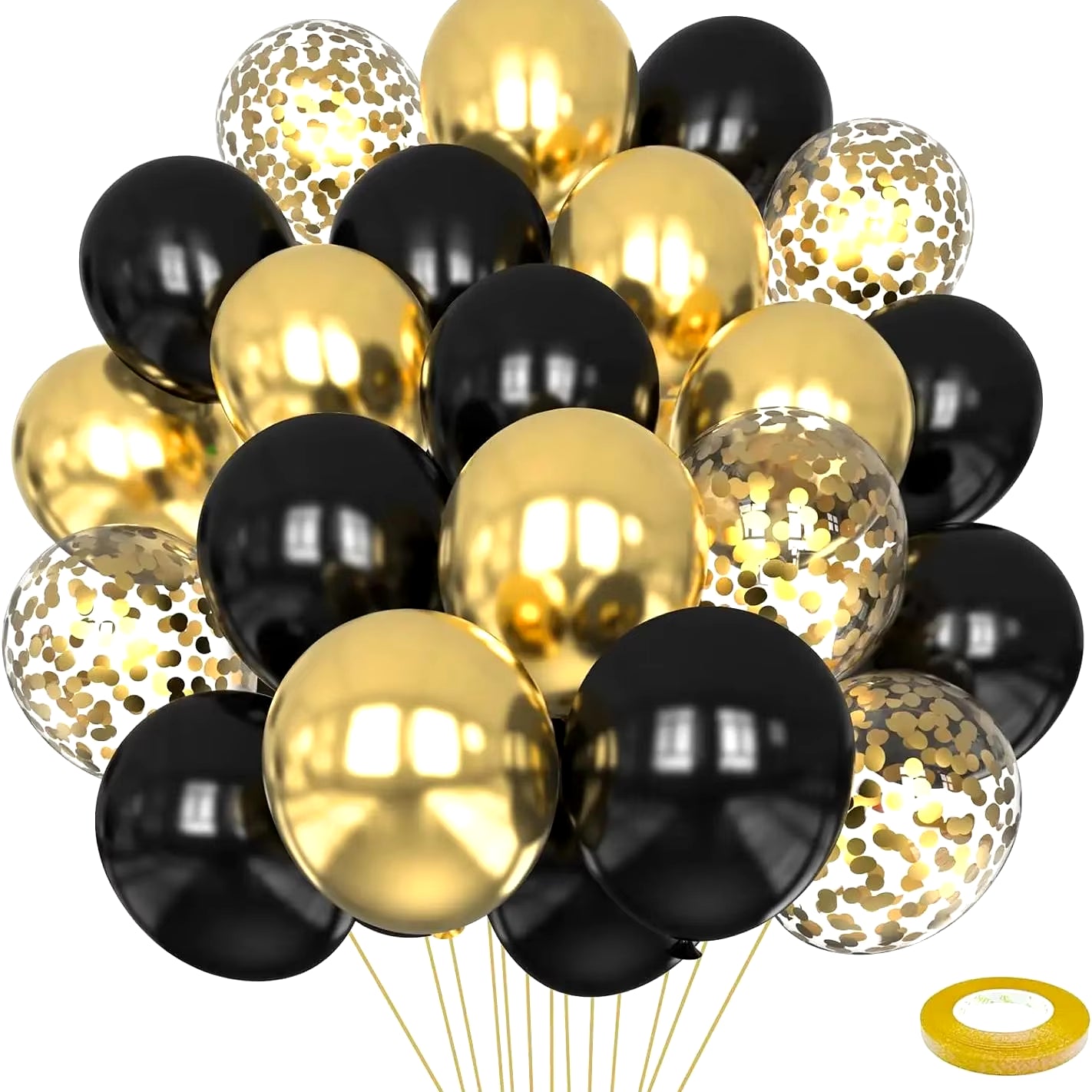 16Pcs Black and Metallic Gold Balloons for Birthday New Year Wedding Graduation Party Baby Shower Decorations