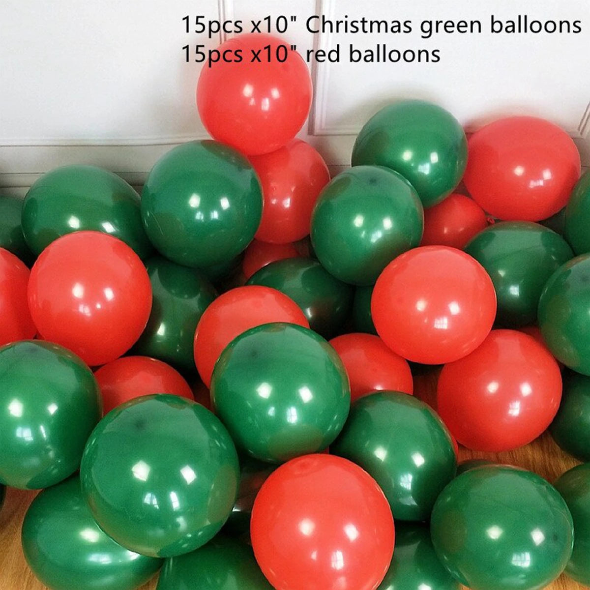 30Pcs Christmas Latex Balloon 10Inch Golden Green Red Confetti Balloons for Christmas New Year Party Decoration