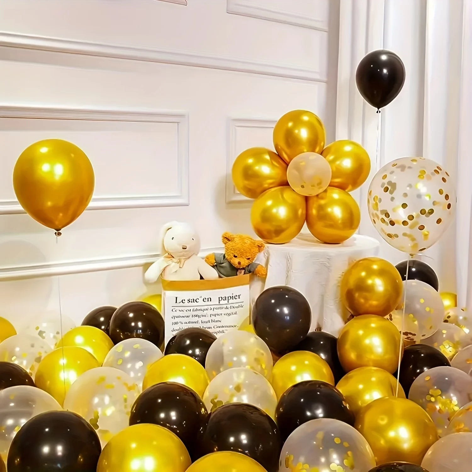 16Pcs Black and Metallic Gold Balloons for Birthday New Year Wedding Graduation Party Baby Shower Decorations