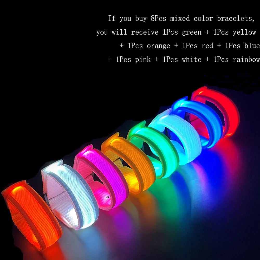 8-64Pcs Led Luminous Bracelet Light up Bracelet Wristband for Kids Flashing Sports Wrist Strap Glow Inthe Dark Party Supplies