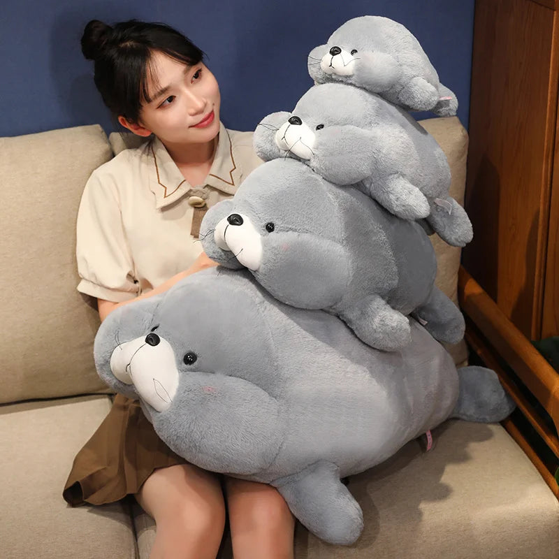 28/40/60CM Kawaii Seal Pillow Plush Doll Cartoon Soft Stuffed Animal Toys Throw Sofa Pillows Kids Girls Birthday Gift Home Decor