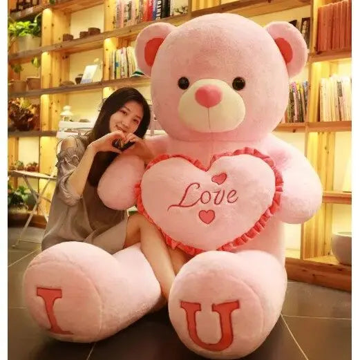 80 100Cm Big I LOVE YOU Bear Heart Plush Toys Lovely Stuffed Soft Pillow Doll Kids Toys Birthday Girlfriend Valentine'S Day Gift