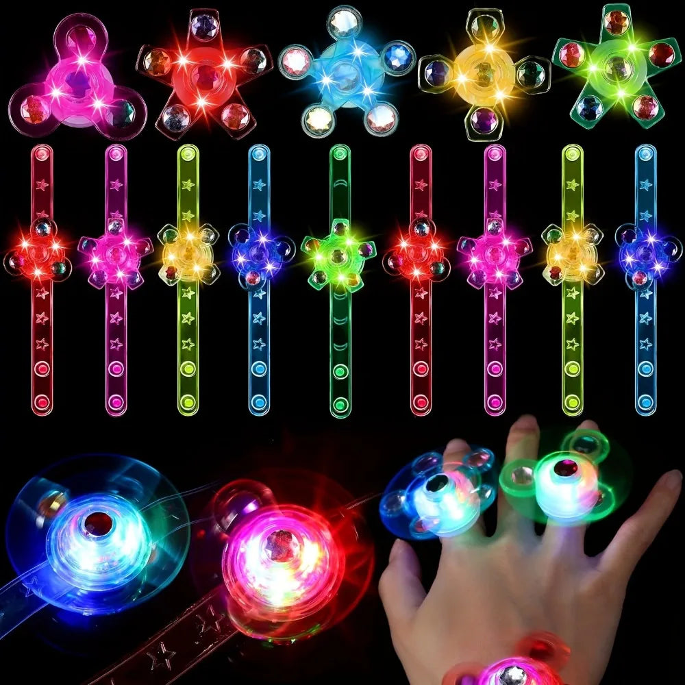 12 Pcs LED Luminous Fidget Spinner Bracelet, Kids Party Favor Gift Bag Filler Luminous Party Supplies Return Gift Carnival Gifts