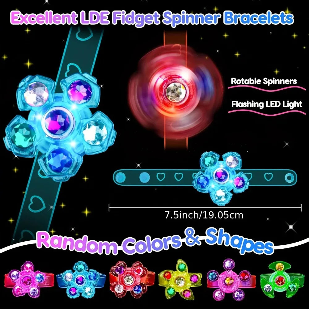 12 Pcs LED Luminous Fidget Spinner Bracelet, Kids Party Favor Gift Bag Filler Luminous Party Supplies Return Gift Carnival Gifts