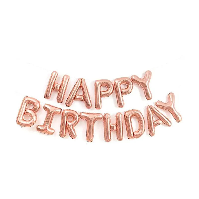 16Inch Birthday Balloons Decoration Rose Gold Foil Letter Balloon Set Happy Birthday Globos Kids Party Banner Supplies