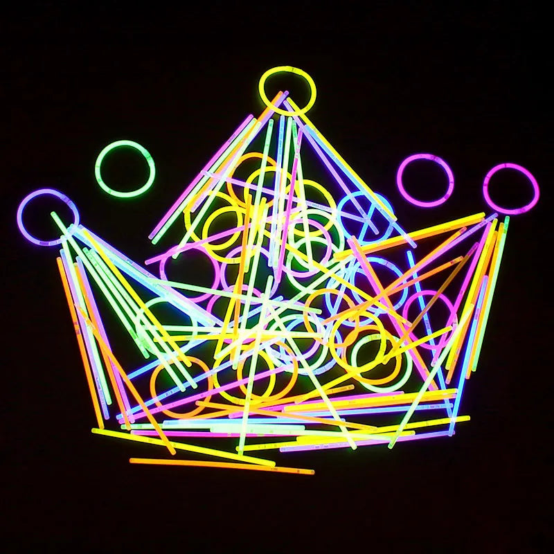 100Pcs Night Glow Party Supplies with Connectors, CHILDREN'S or Adult Party Glow Necklaces and Bracelets Party Decoration Glow