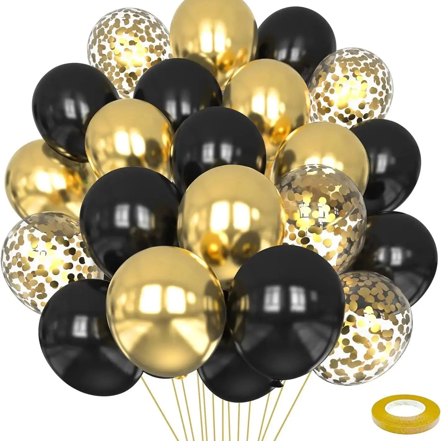 16Pcs Black and Metallic Gold Balloons for Birthday New Year Wedding Graduation Party Baby Shower Decorations